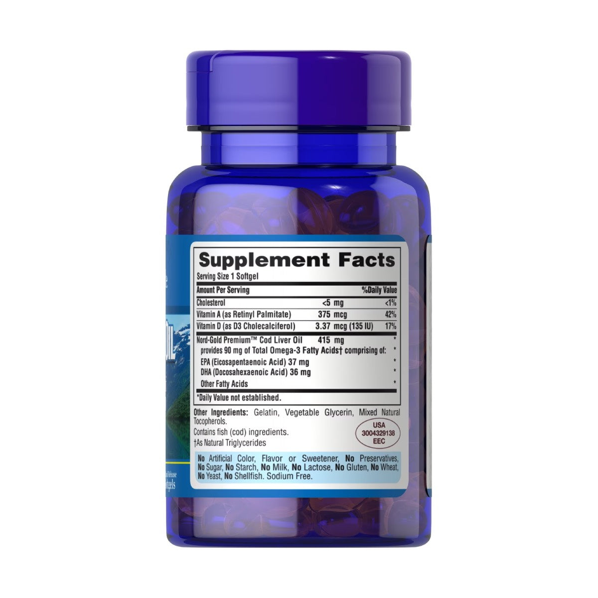 Puritan's Pride, Aceite de higado de bacalao 415 mg