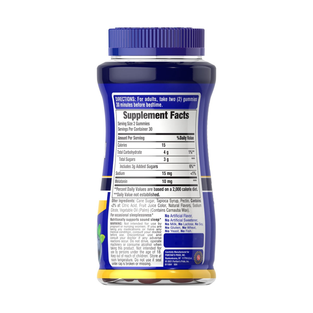 Puritans Pride, Melatonina 10 mg de gomas con sabor a arándanos