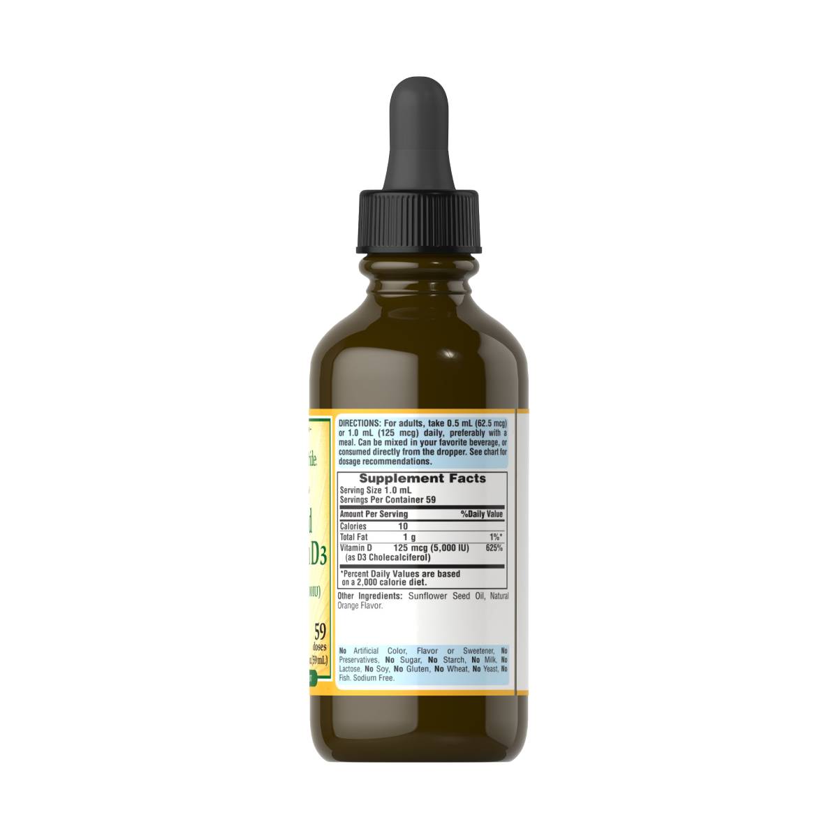 Puritans Pride, Vitamina D3 líquida 5000 UI