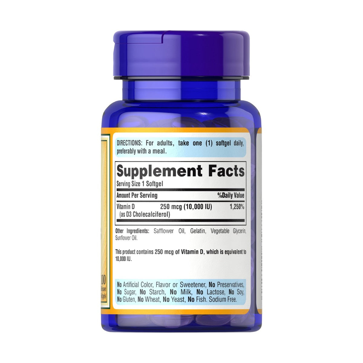 Puritan's Pride, Vitamin D3 250 mcg (10,000 IU)