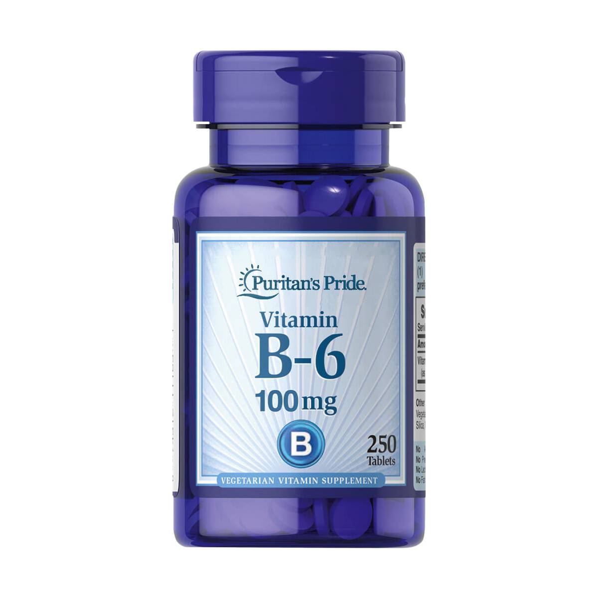 Puritan's Pride, Vitamin B-6 (Pyridoxine Hydrochloride) 100 mg | Puritans Pride, Vitamina B-6 (Clorhidrato de piridoxina) 100 mg | B6 | B 6 Editar texto alternativo