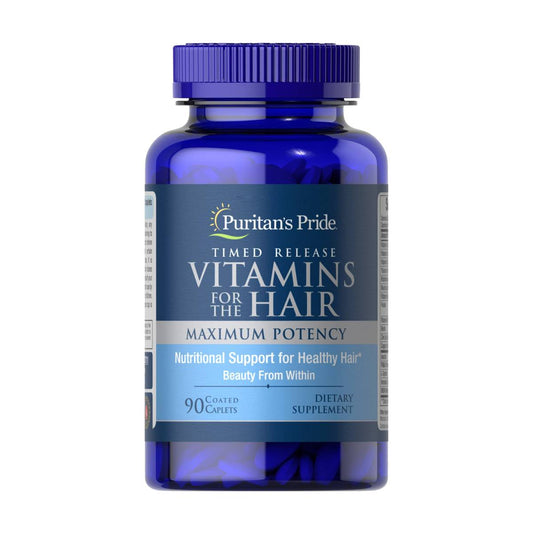 Puritan's Pride, Vitamins for the Hair Timed Release, Puritans Pride, Vitamina para Cabello, Vitaminas para la liberación temporizada del cabello