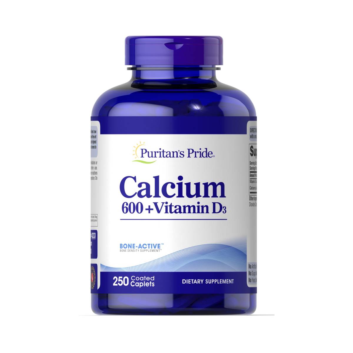 Puritan's Pride, Carbonato de Calcio 600 mg + Vitamina D 125 UI