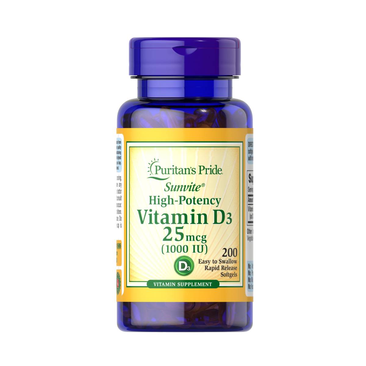 Puritan's Pride, Vitamin D3 25 mcg (1000 IU)