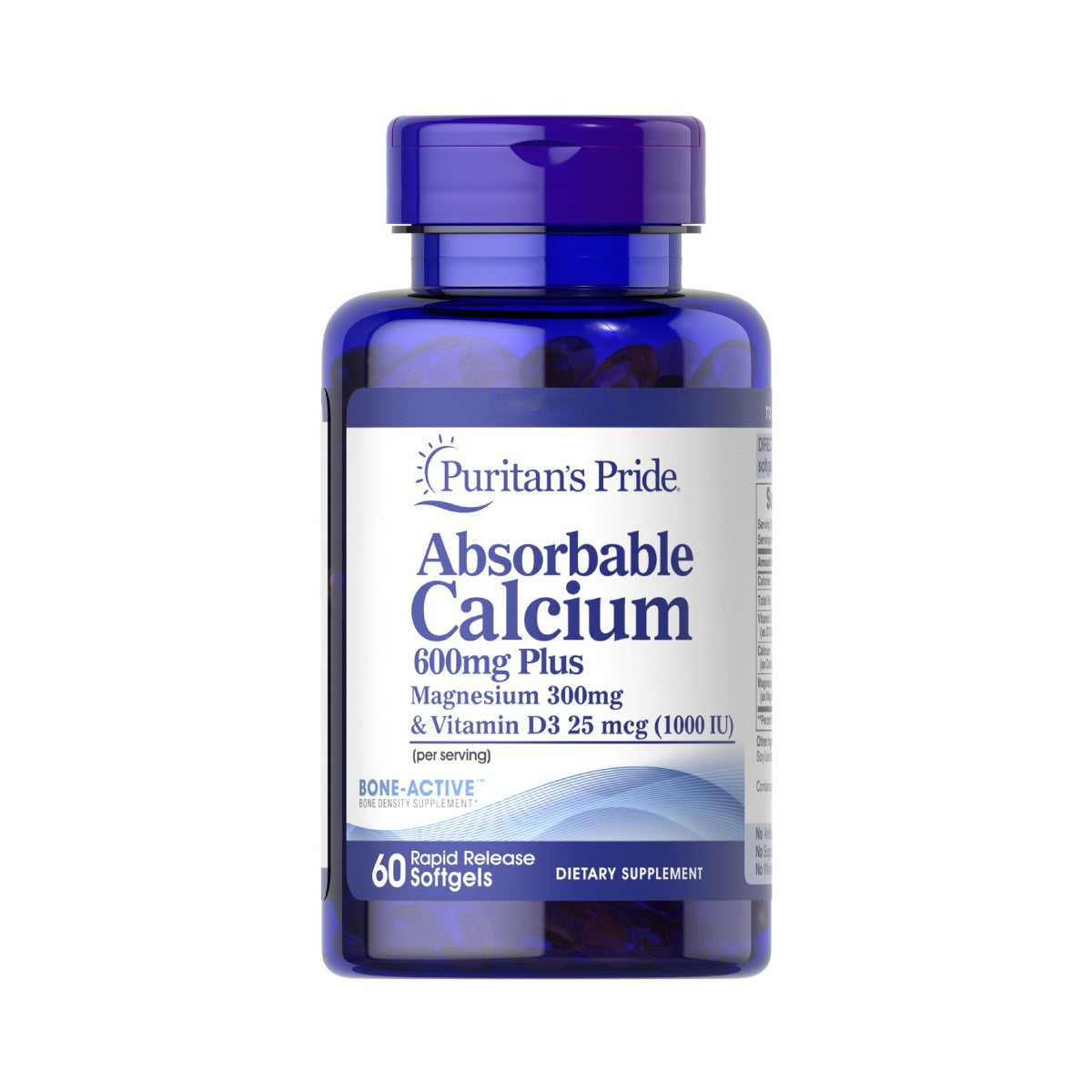 Puritan's Pride, Absorbable Calcium 600mg plus Magnesium 300mg & Vitamin D 1000iu