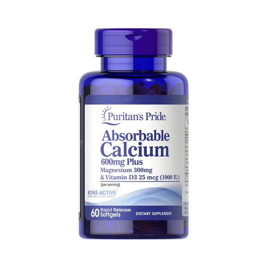 Puritan's Pride, Absorbable Calcium 600mg plus Magnesium 300mg & Vitamin D 1000iu
