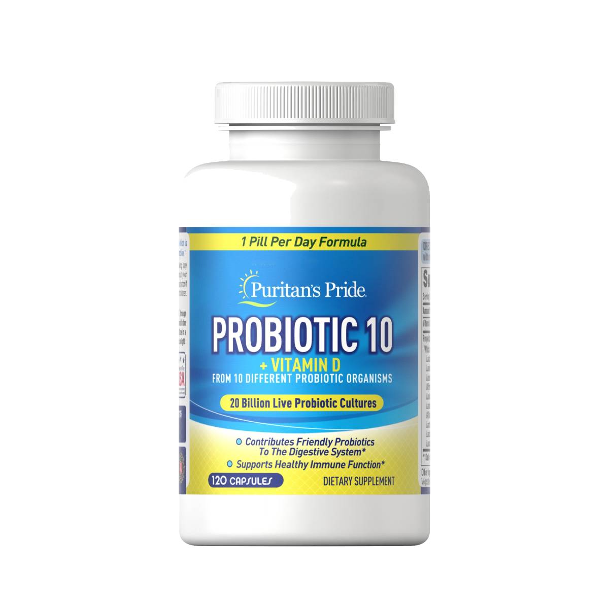 Puritans Pride, Probiotico 10 con vitamina D