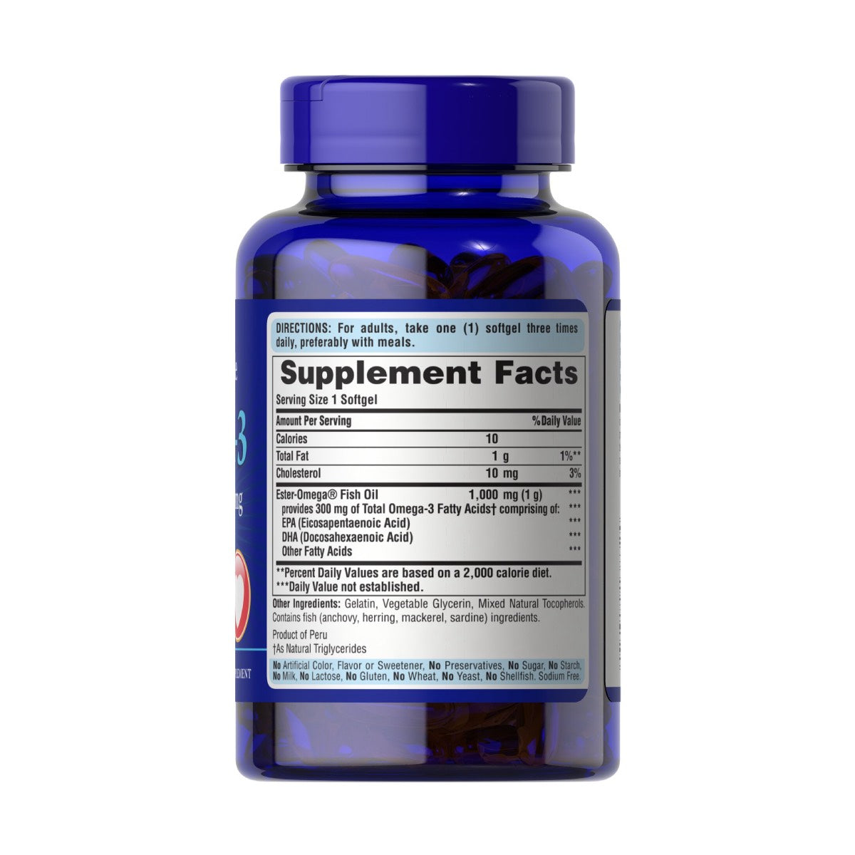 Puritan's Pride, Omega-3 Fish Oil 1000 mg (300 mg Active Omega-3)
