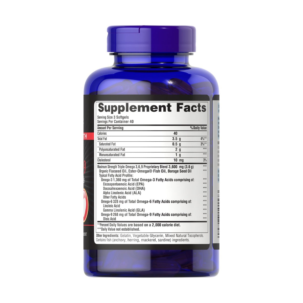 Puritans Pride, Aceites de pescado, lino y borraja de triple Omega 3-6-9 de máxima resistencia