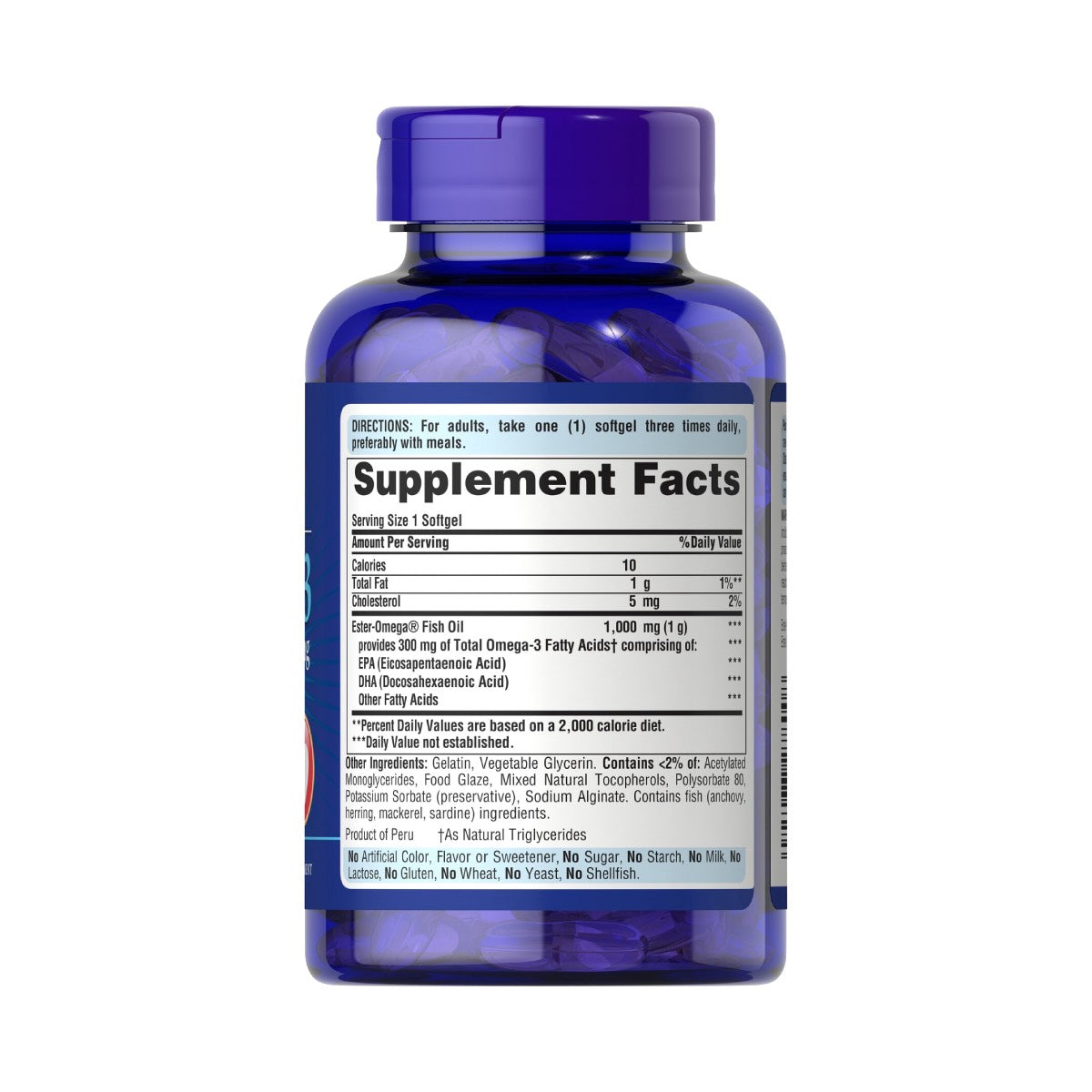 Puritan's Pride, Omega-3 Fish Oil Coated 1000 mg (300 mg Active Omega-3)