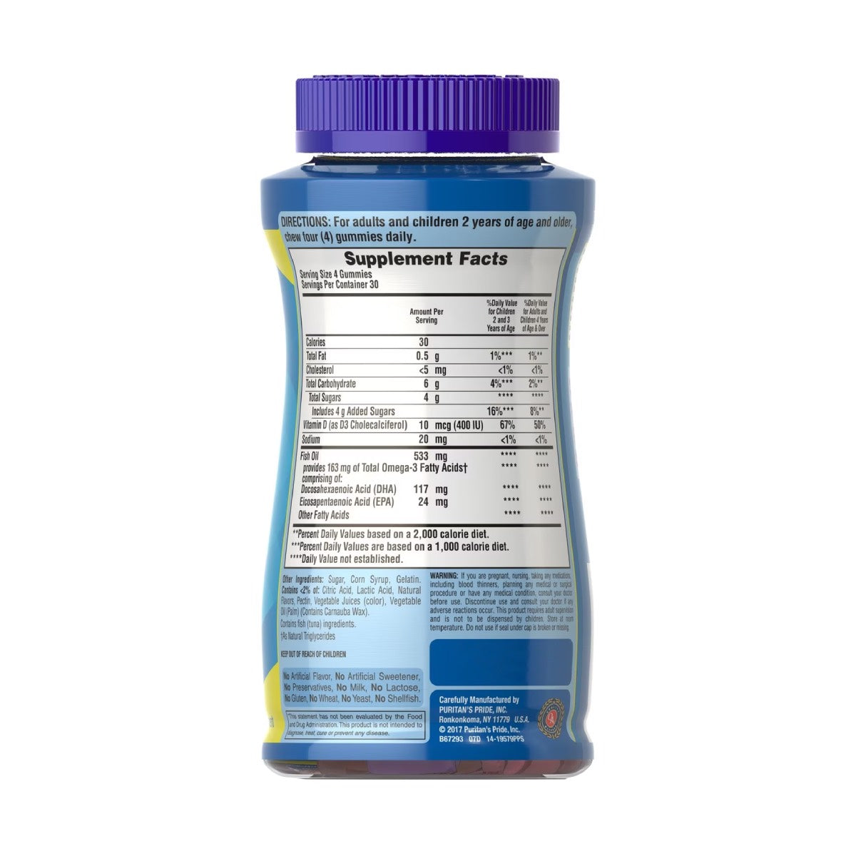 Puritans Pride, Gomitas Infantiles Omega 3, DHA y D3