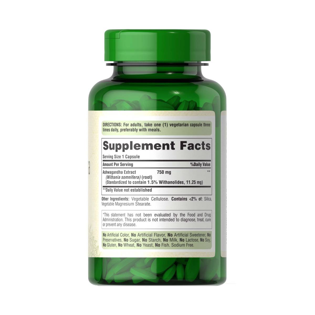 Puritan's Pride, Extracto de raíz de Ashwagandha 750 mg Apoyo ayurvédico para el estrés