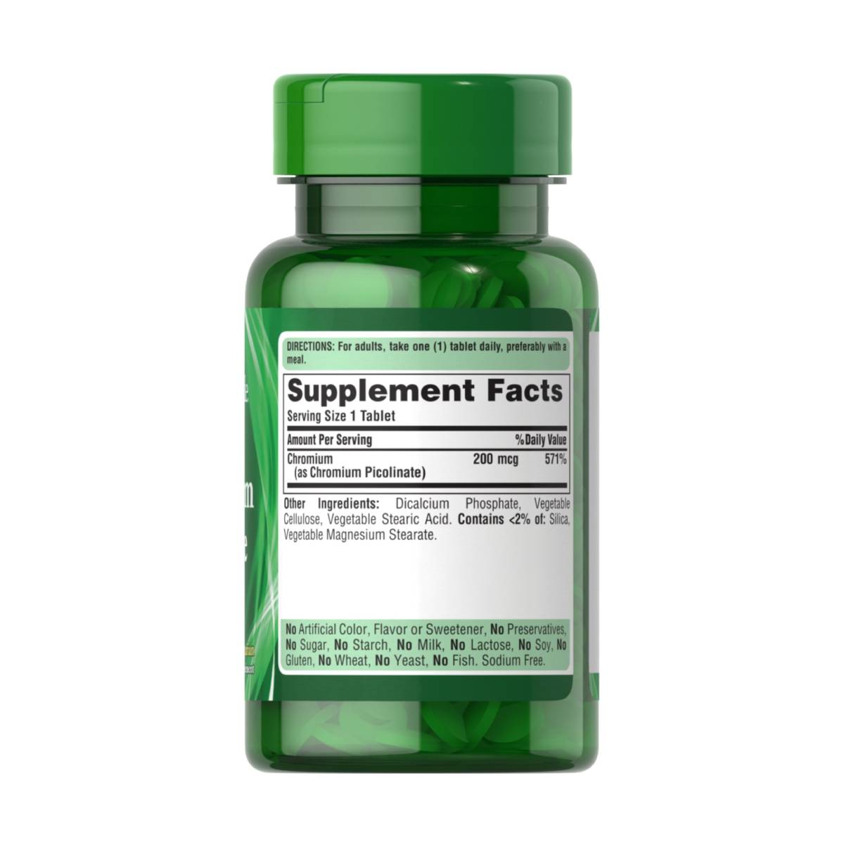 Puritan's Pride, Picolinato de cromo 200 mcg Libre de levadura