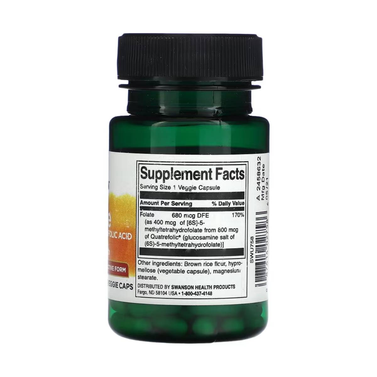 Swanson, Folate 5-Methyltetrahydrofolic Acid 400 mcg
