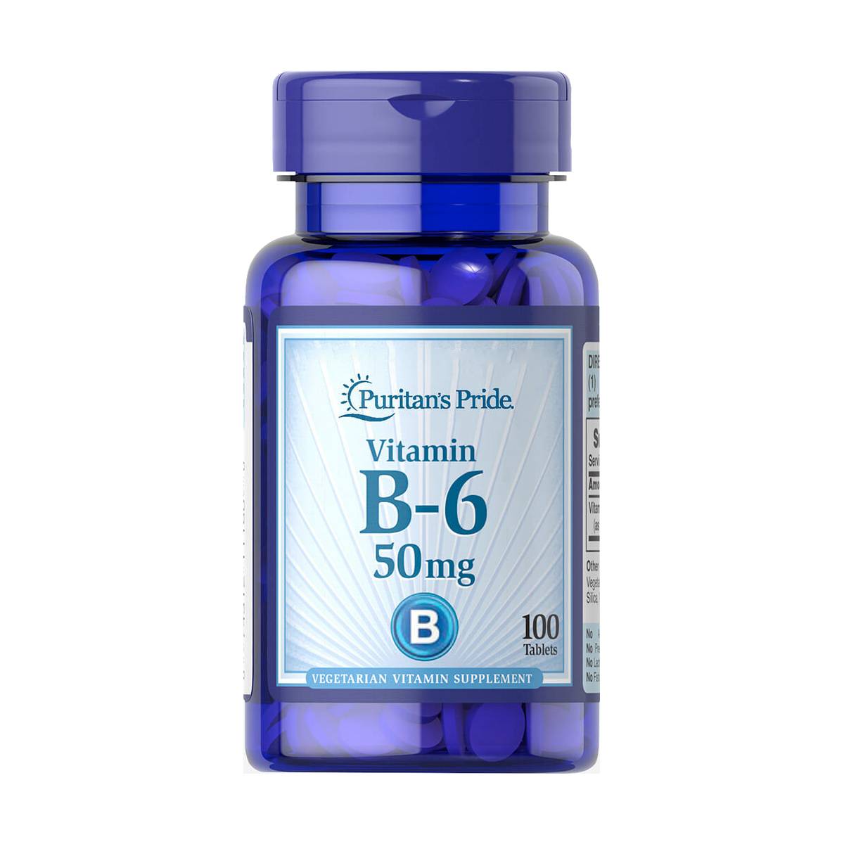 Puritan's Pride, Vitamin B-6 (Pyridoxine Hydrochloride) 50 mg | Puritans Pride, Vitamina B-6 (Clorhidrato de piridoxina) 50 mg | B6 | B 6