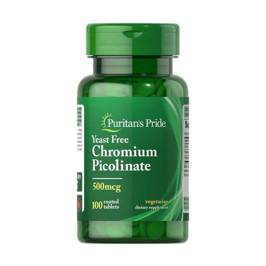 Puritan's Pride, Chromium Picolinate 500 mcg Yeast Free | Puritans Pride, Picolinato de cromo 500 mcg Libre de levadura