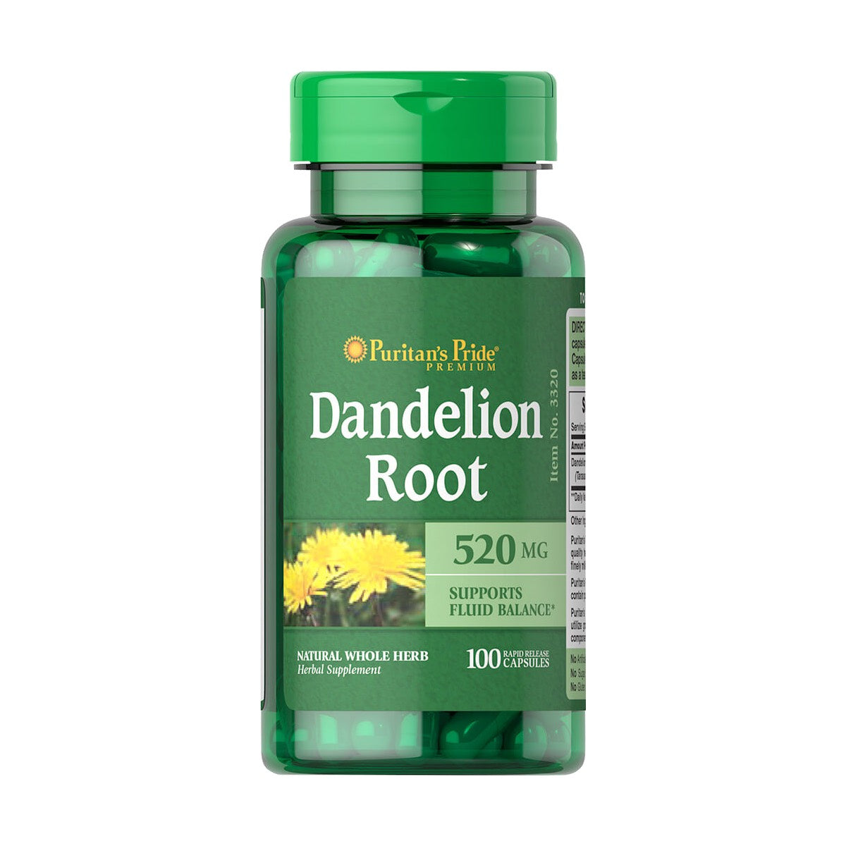 Puritan's Pride, Dandelion Root 520 mg