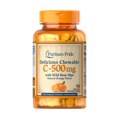 Puritan's Pride, Vitamina C 500 mg with Rose Hips Chewable