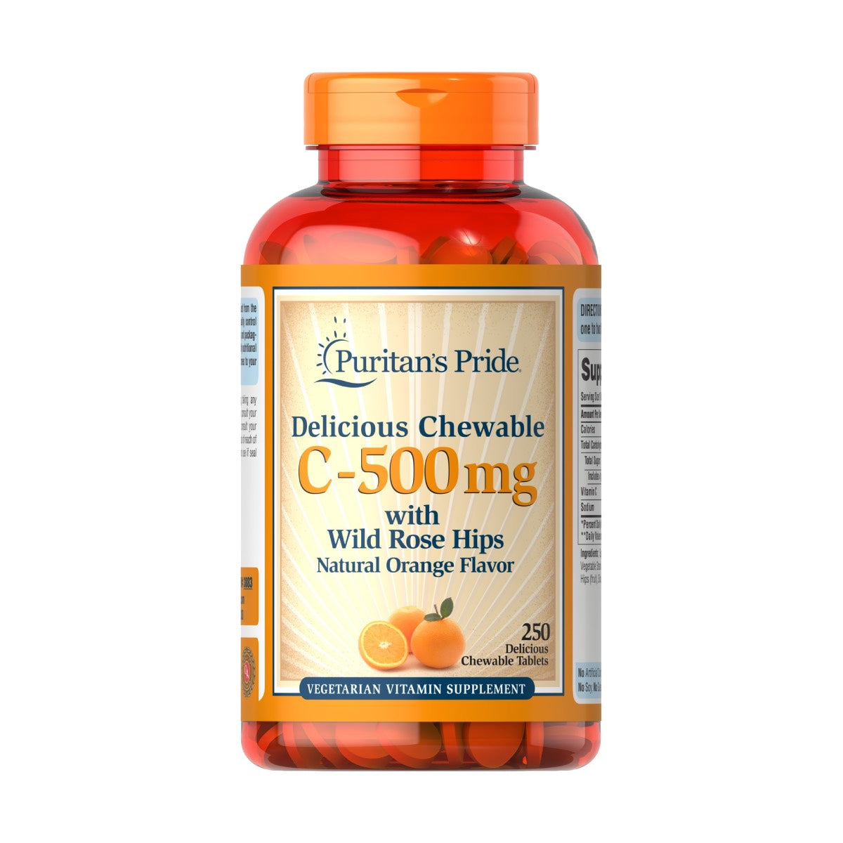 Puritans Pride, Vitamina C Masticable 500 mg con Rosa Mosqueta
