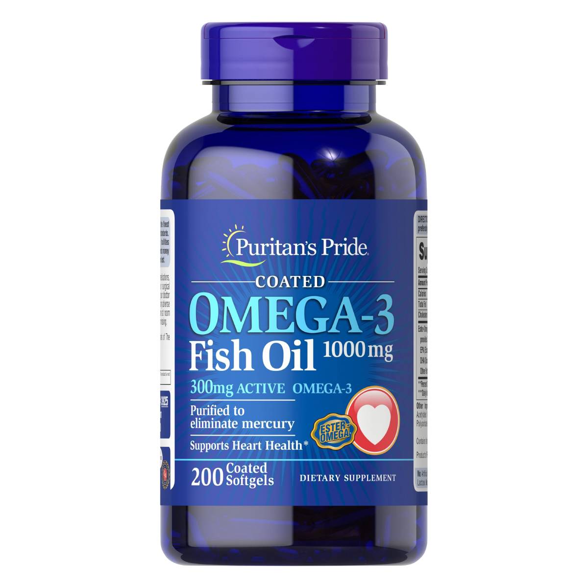 Puritans Pride, Omega-3 Aceite de pescado 1000 mg (300 mg Omega-3 activo)
