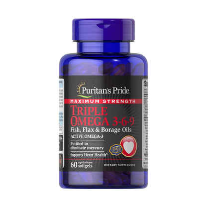 Puritan's Pride, Maximum Strength Triple Omega 3-6-9 Fish, Flax & Borage Oils