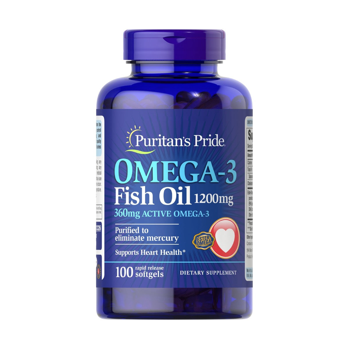 Puritans Pride, Aceite de pescado Omega 3 1200 mg (360 mg Omega-3 activo)