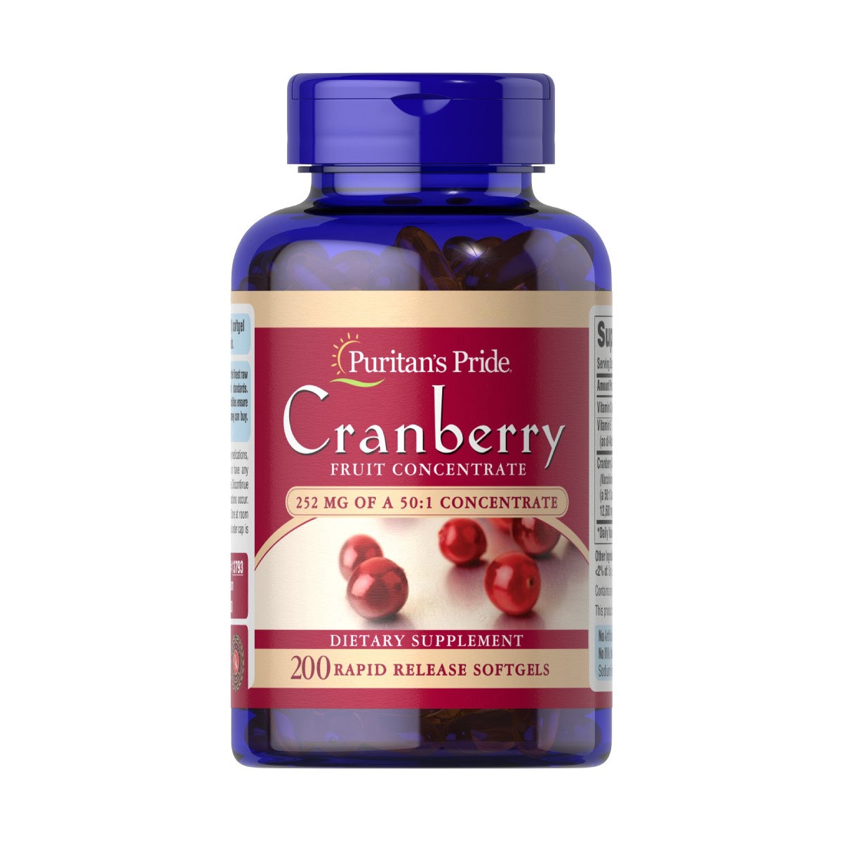 Puritan's Pride, Triple Strength Cranberry Fruit Concentrate 12,600 mg | Puritans Pride, Triple Fuerza Concentrado de Fruta de Arándano 12,600 mg  Editar texto alternativo
