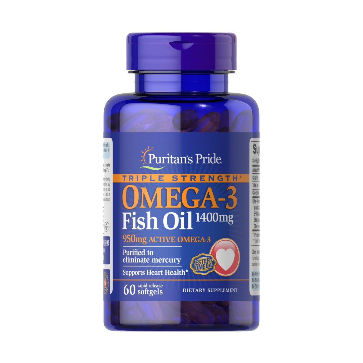 Puritans Pride, Aceite de pescado Omega-3 de triple resistencia 1400 mg (950 mg Omega-3 activo)