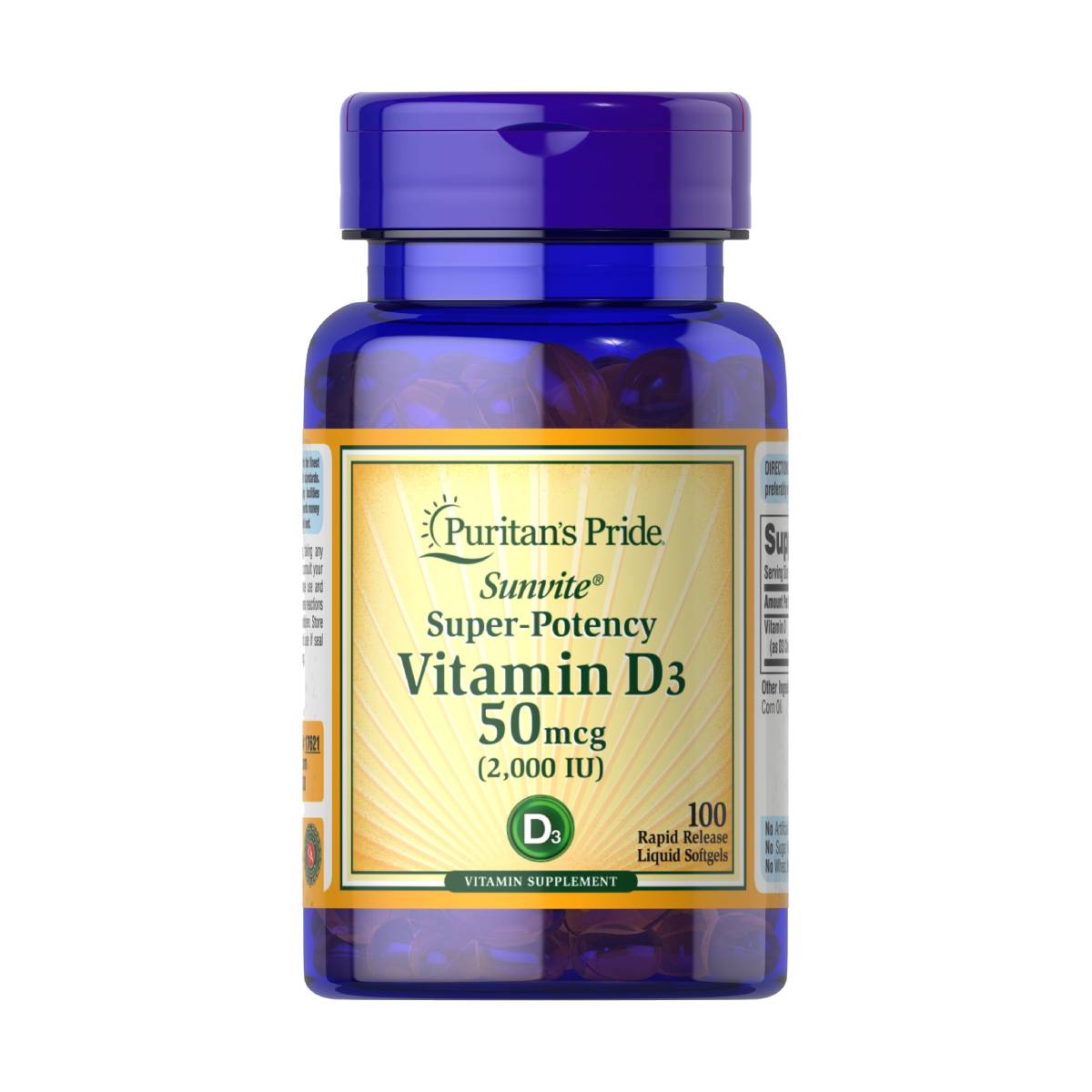 Puritan's Pride, Vitamin D3 50 mcg (2000 IU)