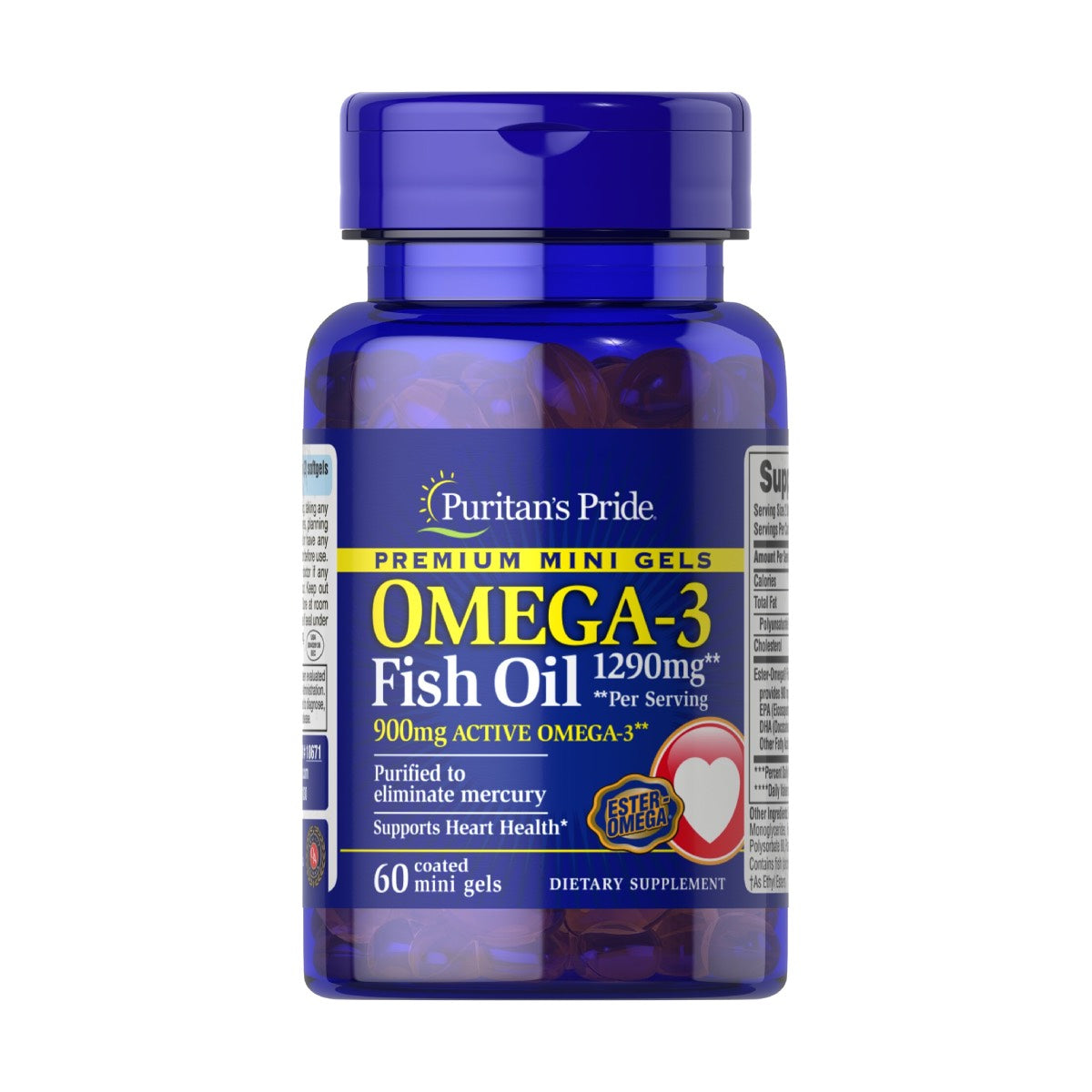 Puritan's Pride, Omega-3 Fish Oil 1290 mg Mini Gels (900 mg Active Omega-3) Per Serving