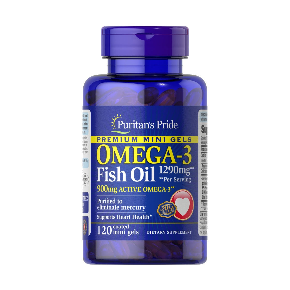 Puritan's Pride, Omega-3 Fish Oil 1290 mg Mini Gels (900 mg Active Omega-3) Per Serving