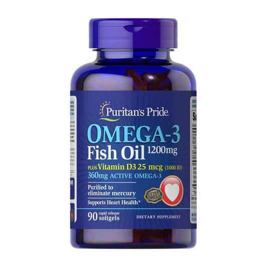 Puritan's Pride, Omega 3 Fish Oil 1200 mg plus Vitamin D3 1000 IU