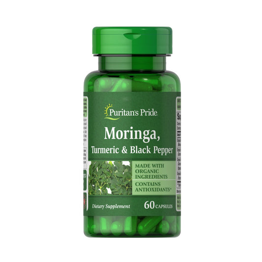 Puritan's Pride, Moringa, Turmeric & Black Peer Moringa, cúrcuma y pimienta negra