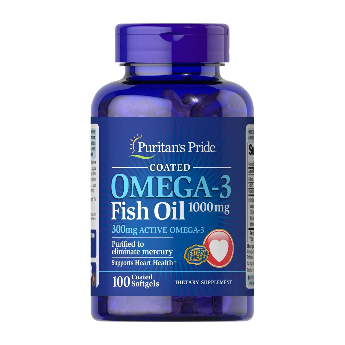 Puritan's Pride, Omega-3 Fish Oil Coated 1000 mg (300 mg Active Omega-3)
