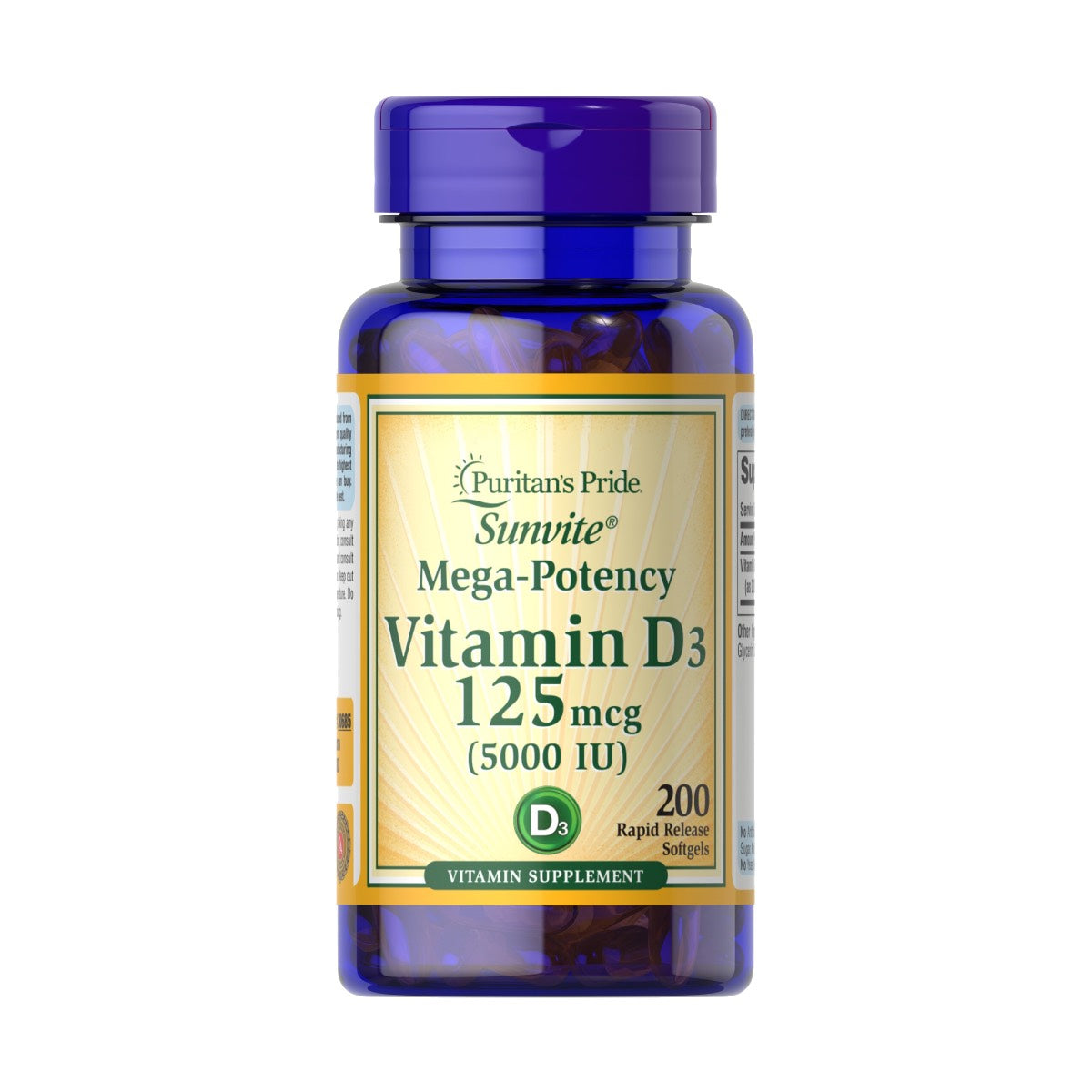 Puritans Pride, Vitamina D3 125 mcg (5000 IU)