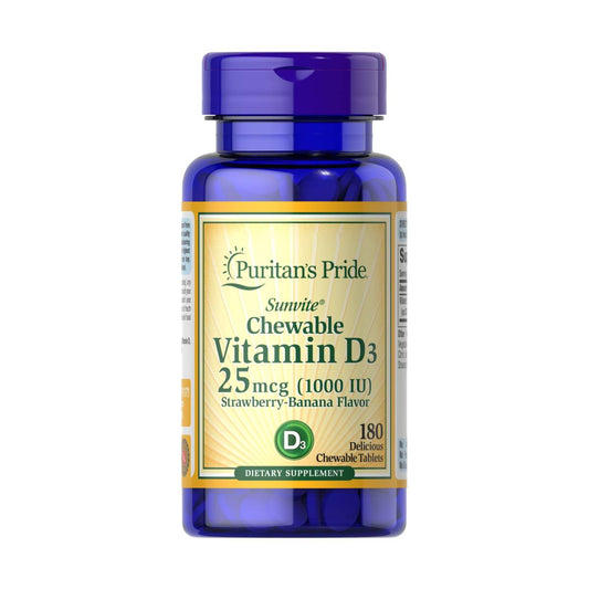 Puritan's Pride, Chewable Vitamin D3 25 mcg (1000 IU)