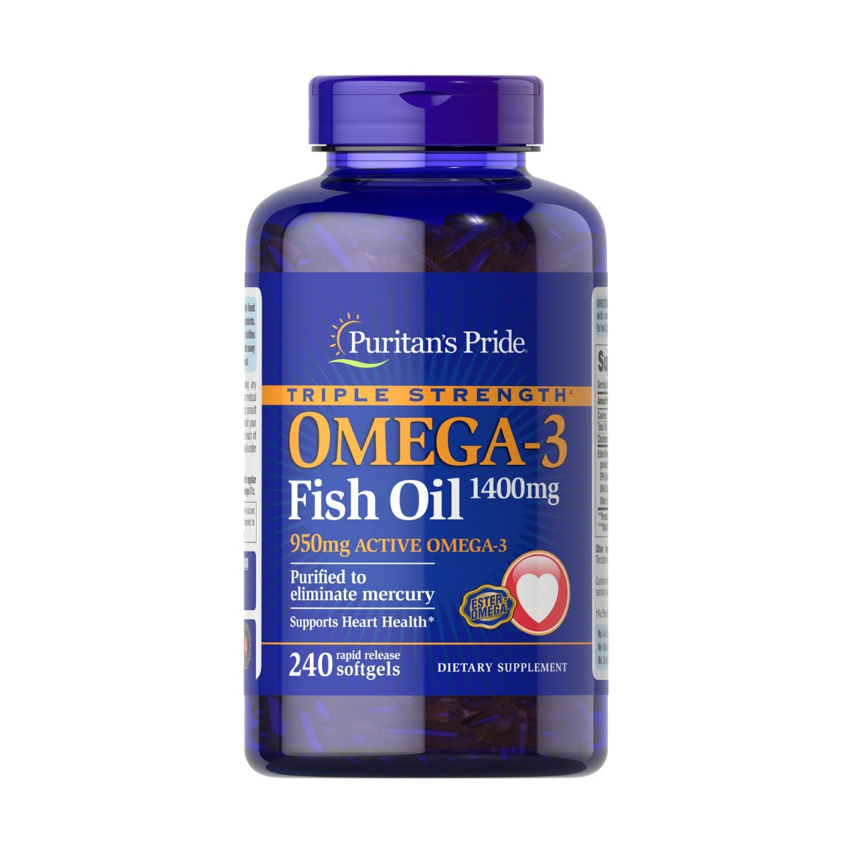 Puritans Pride, Aceite de pescado Omega-3 de triple resistencia 1400 mg (950 mg Omega-3 activo)