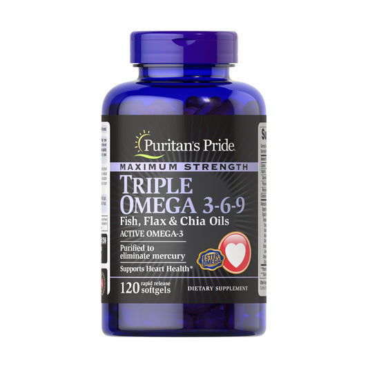 Puritan's Pride, Maximum Strength Triple Omega 3-6-9 Fish, Flax & Chia Oils