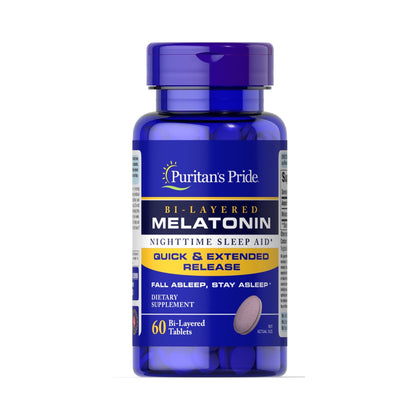 Puritan's Pride, Bi-Layered Melatonin 5 mg, Puritans Pride,&nbsp;Melatonina bicapa 5 mg