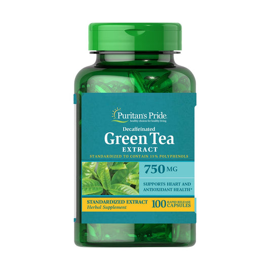 Puritan's Pride, Decaffeinated Green Tea Standardized Extract 750 mg
